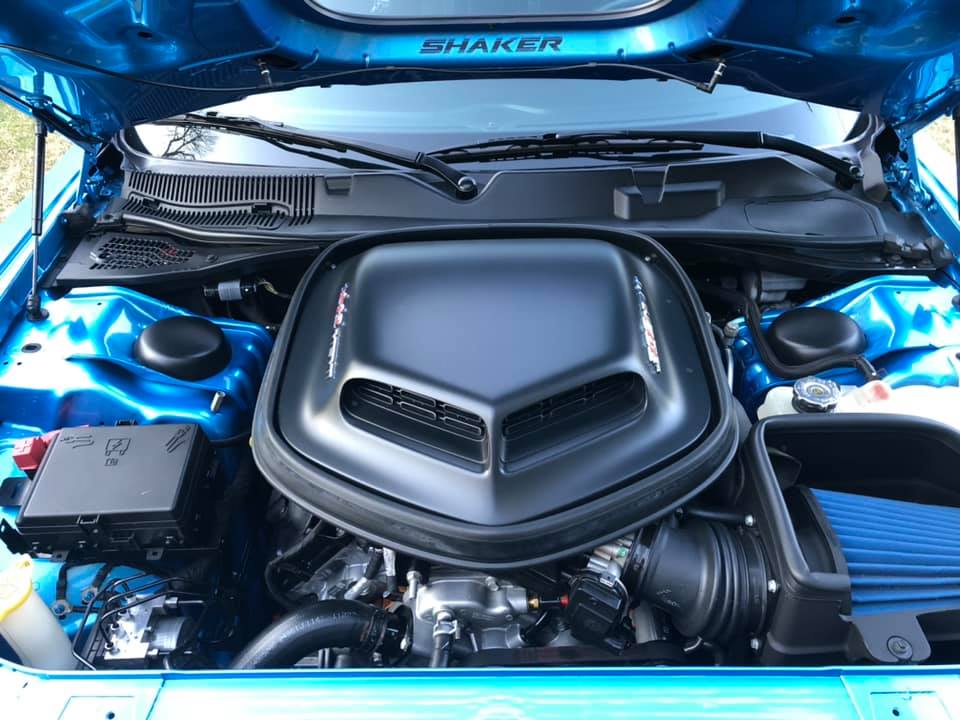 Detailed view of the Challenger 392 HEMI engine bay